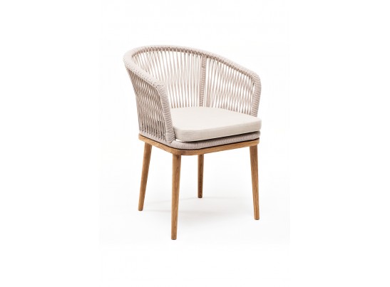 "Марсель" стул плетеный из роупа, основание дуб, роуп бежевый, ткань бежевая в Ростове-на-Дону