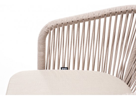 "Марсель" стул плетеный из роупа, основание дуб, роуп бежевый, ткань бежевая в Ростове-на-Дону
