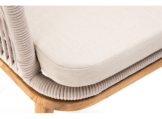 "Марсель" стул плетеный из роупа, основание дуб, роуп бежевый, ткань бежевая в Ростове-на-Дону