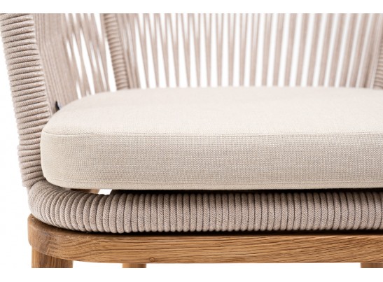 "Марсель" стул плетеный из роупа, основание дуб, роуп бежевый, ткань бежевая в Ростове-на-Дону