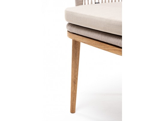 "Марсель" стул плетеный из роупа, основание дуб, роуп бежевый, ткань бежевая в Ростове-на-Дону