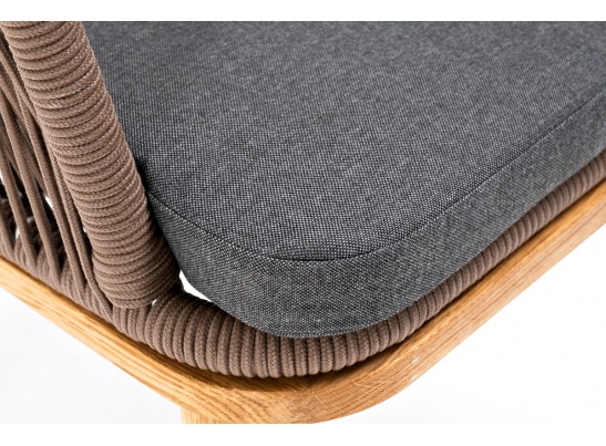 "Марсель" стул плетеный из роупа, основание дуб, роуп коричневый, ткань темно-серая в Ростове-на-Дону