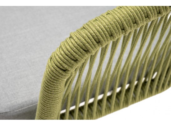 "Марсель" стул плетеный из роупа, каркас алюминий светло-серый (RAL7035) шагрень, роуп салатовый меланж круглый, ткань светло-серая в Ростове-на-Дону