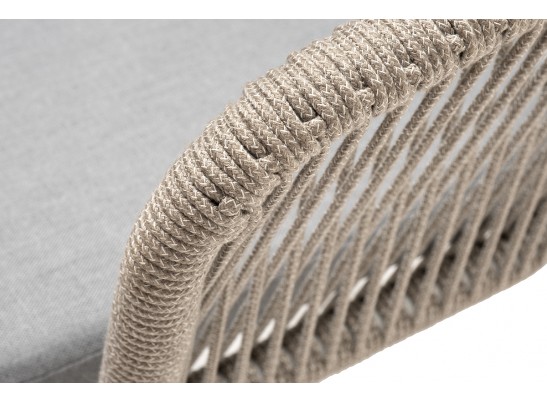 "Марсель" стул плетеный из роупа, каркас алюминий светло-серый (RAL7035) муар, роуп серый меланж круглый, ткань светло-серая в Ростове-на-Дону