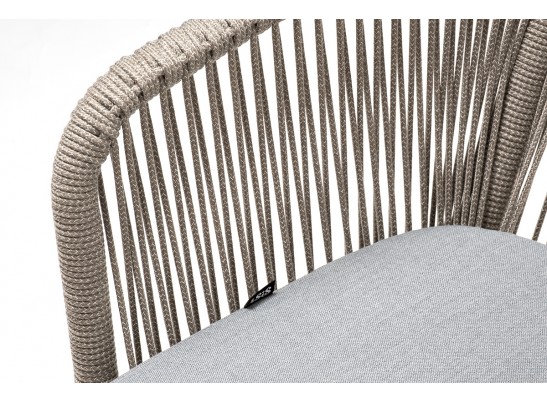 "Марсель" стул плетеный из роупа, каркас алюминий светло-серый (RAL7035) муар, роуп серый меланж круглый, ткань светло-серая в Ростове-на-Дону