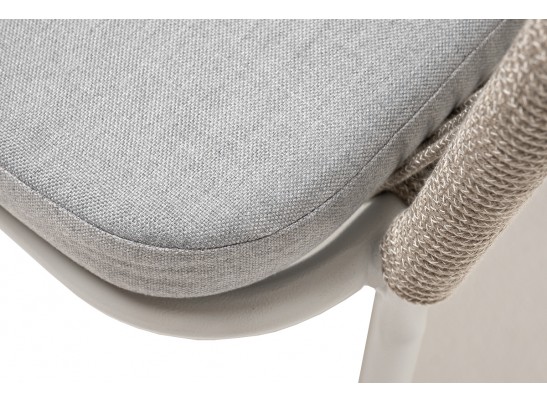 "Марсель" стул плетеный из роупа, каркас алюминий светло-серый (RAL7035) муар, роуп серый меланж круглый, ткань светло-серая в Ростове-на-Дону