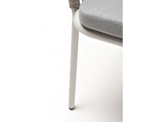 "Марсель" стул плетеный из роупа, каркас алюминий светло-серый (RAL7035) муар, роуп серый меланж круглый, ткань светло-серая в Ростове-на-Дону