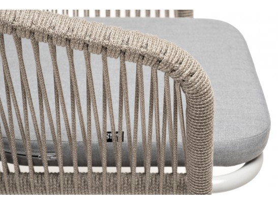 "Марсель" стул плетеный из роупа, каркас алюминий светло-серый (RAL7035) муар, роуп серый меланж круглый, ткань светло-серая в Ростове-на-Дону