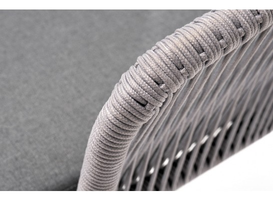 "Марсель" стул плетеный из роупа, каркас алюминий темно-серый (RAL7024) муар, роуп светло-серый круглый, ткань светло-серая в Ростове-на-Дону
