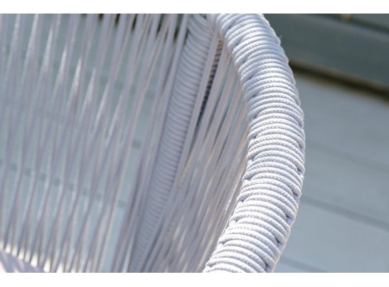 "Марсель" стул плетеный из роупа, каркас алюминий темно-серый (RAL7024) муар, роуп светло-серый круглый, ткань светло-серая в Ростове-на-Дону