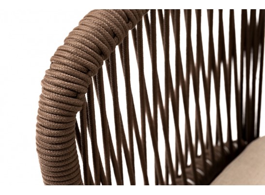 "Марсель" стул плетеный из роупа, основание дуб, роуп коричневый, ткань бежевая в Ростове-на-Дону