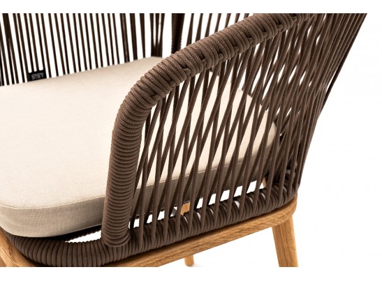 "Марсель" стул плетеный из роупа, основание дуб, роуп коричневый, ткань бежевая в Ростове-на-Дону