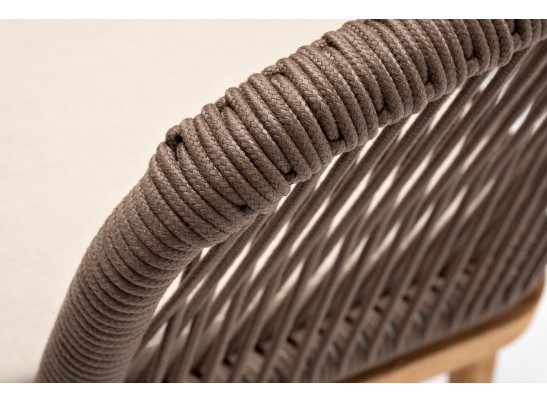 "Марсель" стул плетеный из роупа, основание дуб, роуп коричневый круглый, ткань бежевая 052 в Ростове-на-Дону