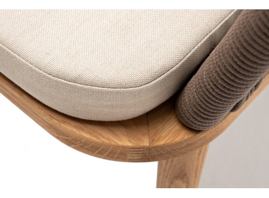 "Марсель" стул плетеный из роупа, основание дуб, роуп коричневый круглый, ткань бежевая 052 в Ростове-на-Дону