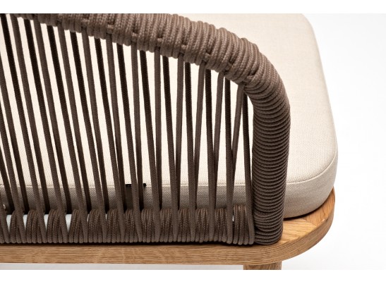 "Марсель" стул плетеный из роупа, основание дуб, роуп коричневый круглый, ткань бежевая 052 в Ростове-на-Дону
