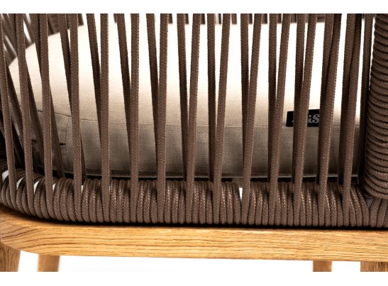 "Марсель" стул плетеный из роупа, основание дуб, роуп коричневый, ткань бежевая в Ростове-на-Дону