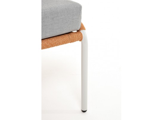 "Милан" диван 2-местный плетеный из роупа, каркас алюминий светло-серый (RAL7035) муар, роуп оранжевый меланж круглый, ткань светло-серая в Ростове-на-Дону