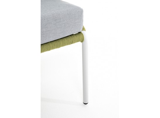 "Милан" диван 2-местный плетеный из роупа, каркас алюминий светло-серый (RAL7035) шагрень, роуп салатовый меланж круглый, ткань светло-сера? в Ростове-на-Дону