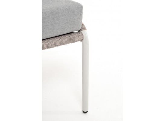 "Милан" диван 2-местный плетеный из роупа, каркас алюминий светло-серый (RAL7035) муар, роуп серый меланж круглый, ткань светло-серая в Ростове-на-Дону