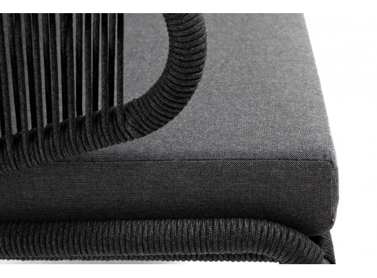 "Милан" диван 2-местный плетеный из роупа, каркас алюминий темно-серый (RAL7024) муар, роуп темно-серый круглый, ткань темно-серая 027 в Ростове-на-Дону