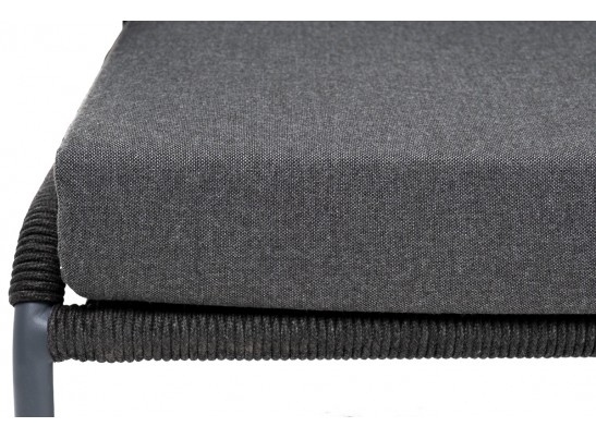 "Милан" диван 2-местный плетеный из роупа, каркас алюминий темно-серый (RAL7024) муар, роуп темно-серый круглый, ткань темно-серая 027 в Ростове-на-Дону