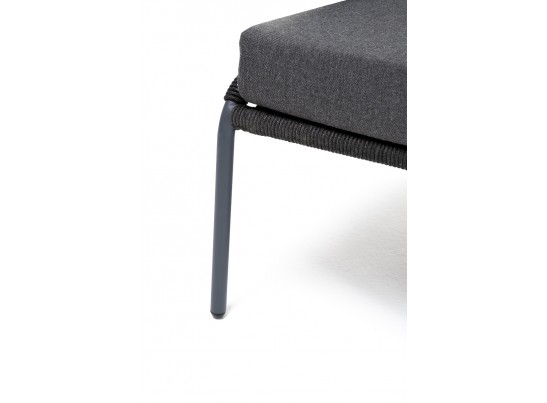 "Милан" диван 2-местный плетеный из роупа, каркас алюминий темно-серый (RAL7024) муар, роуп темно-серый круглый, ткань темно-серая 027 в Ростове-на-Дону