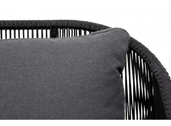 "Милан" диван 3-местный плетеный из роупа, каркас алюминий темно-серый (RAL7024) муар, роуп темно-серый круглый, ткань темно-серая 027 в Ростове-на-Дону