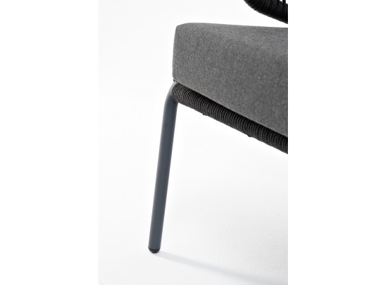 "Милан" диван 3-местный плетеный из роупа, каркас алюминий темно-серый (RAL7024) муар, роуп темно-серый круглый, ткань темно-серая 027 в Ростове-на-Дону