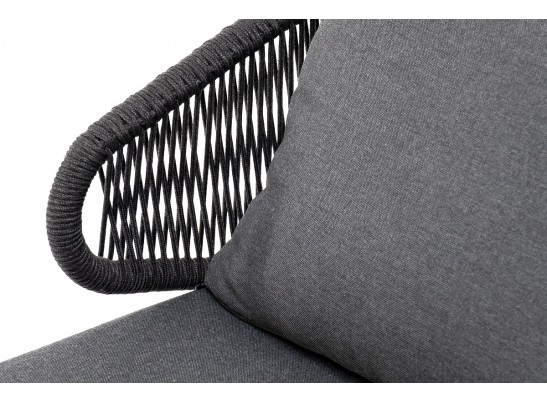 "Милан" кресло плетенное из роупа, каркас алюминий RAL7024, роуп темно-серый кругл, ткань темно-серая в Ростове-на-Дону