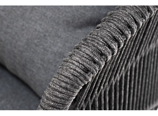 "Милан" кресло плетенное из роупа, каркас алюминий RAL7024, роуп темно-серый кругл, ткань темно-серая в Ростове-на-Дону