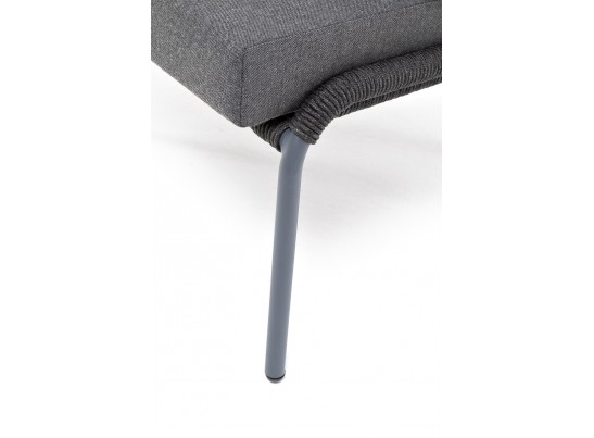 "Милан" кресло плетенное из роупа, каркас алюминий RAL7024, роуп темно-серый кругл, ткань темно-серая в Ростове-на-Дону