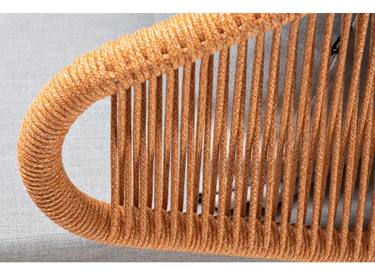 "Милан" кресло плетеное из роупа, каркас алюминий светло-серый (RAL7035) муар, роуп оранжевый меланж круглый, ткань светло-серая в Ростове-на-Дону