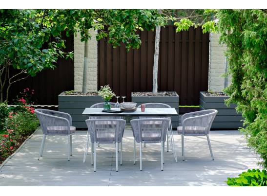 "Милан" обеденная группа на 6 персон, цвет светло-серый с белым каркасом в Ростове-на-Дону