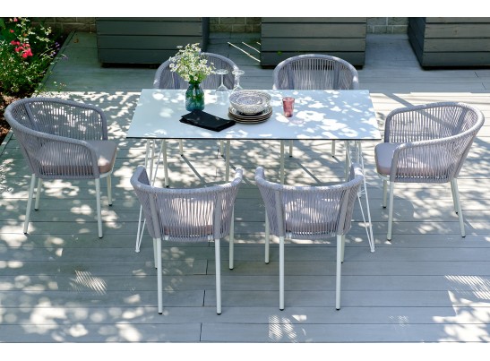 "Милан" обеденная группа на 6 персон, цвет светло-серый с белым каркасом в Ростове-на-Дону