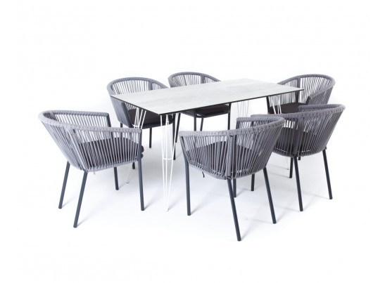 "Милан" обеденная группа на 6 персон, цвет светло-серый с темным каркасом в Ростове-на-Дону