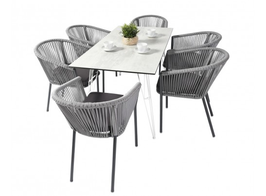 "Милан" обеденная группа на 6 персон, цвет светло-серый с темным каркасом в Ростове-на-Дону