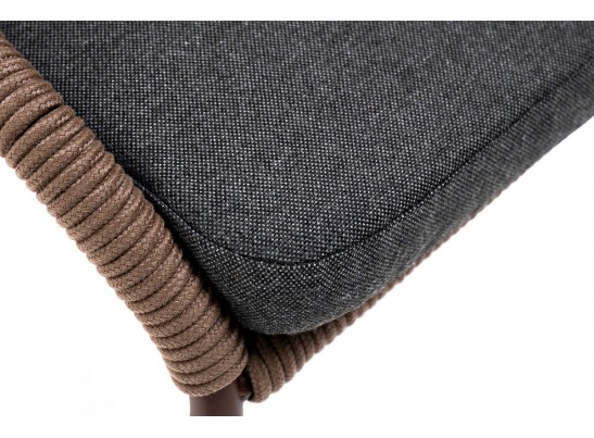 "Милан" стул плетеный из роупа, каркас алюминий коричневый, роуп коричневый, ткань темно-серая в Ростове-на-Дону