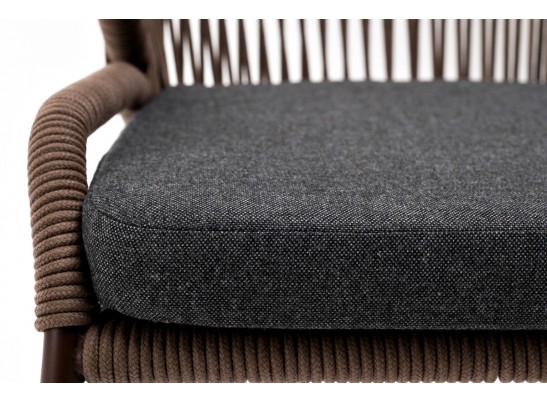 "Милан" стул плетеный из роупа, каркас алюминий коричневый, роуп коричневый, ткань темно-серая в Ростове-на-Дону