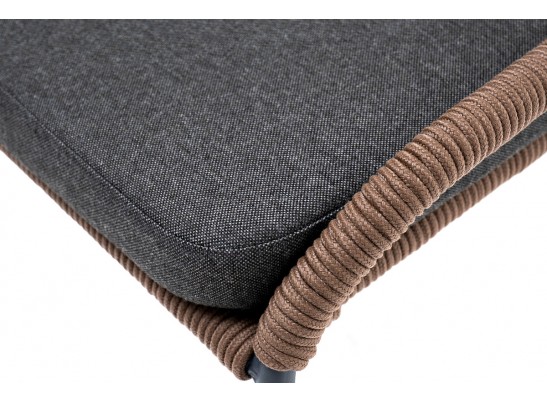 "Милан" стул плетеный из роупа, каркас алюминий серый, роуп коричневый, ткань темно-серая в Ростове-на-Дону