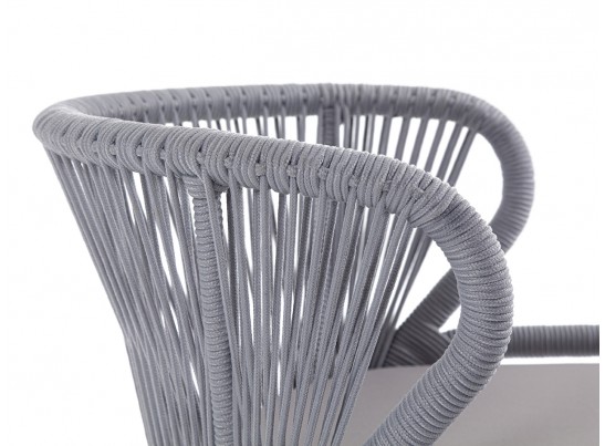 "Милан" стул плетеный из роупа, каркас алюминий белый, роуп светло-серый, ткань Neo Ash в Ростове-на-Дону