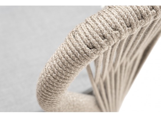 "Милан" стул плетеный из роупа, каркас алюминий светло-серый (RAL7035) муар, роуп серый меланж круглый, ткань светло-серая в Ростове-на-Дону