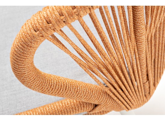 "Милан" стул плетеный из роупа, каркас алюминий светло-серый (RAL7035) муар, роуп оранжевый меланж круглый, ткань светло-серая в Ростове-на-Дону