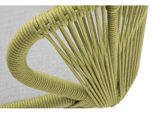 "Милан" стул плетеный из роупа, каркас алюминий светло-серый (RAL7035) муар, роуп салатовый меланж круглый, ткань светло-серая в Ростове-на-Дону