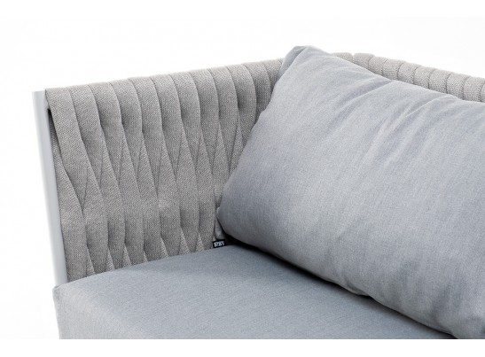 "Монако" диван 2-местный плетеный из роупа, каркас алюминий светло-серый (RAL7035) муар, роуп светло-серый 40 мм, ткань светло-серая в Ростове-на-Дону