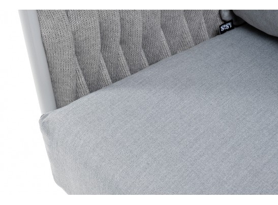 "Монако" диван 2-местный плетеный из роупа, каркас алюминий светло-серый (RAL7035) муар, роуп светло-серый 40 мм, ткань светло-серая в Ростове-на-Дону