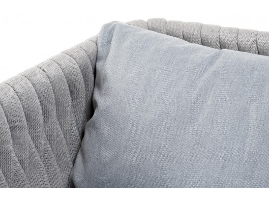 "Монако" диван 2-местный плетеный из роупа, каркас алюминий светло-серый (RAL7035) муар, роуп светло-серый 40 мм, ткань светло-серая в Ростове-на-Дону