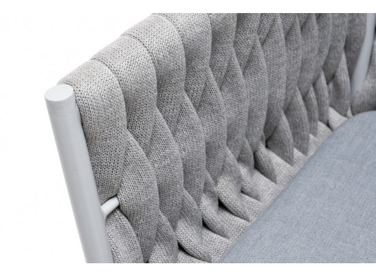 "Монако" стул плетеный из роупа, каркас алюминий светло-серый, роуп светло-серый, ткань светло-серая в Ростове-на-Дону