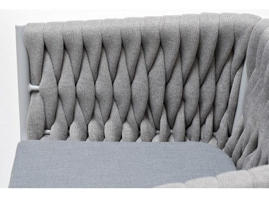 "Монако" стул плетеный из роупа, каркас алюминий светло-серый, роуп светло-серый, ткань светло-серая в Ростове-на-Дону