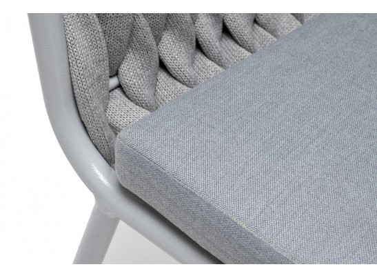 "Монако" стул плетеный из роупа, каркас алюминий светло-серый (RAL7035) муар, роуп светло-серый 40 мм, ткань светло-серая в Ростове-на-Дону