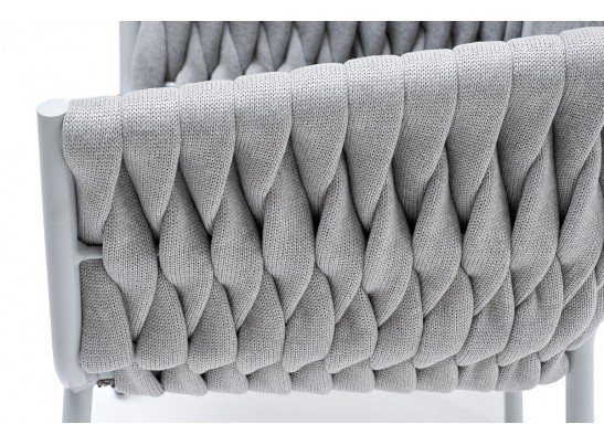 "Монако" стул плетеный из роупа, каркас алюминий светло-серый (RAL7035) муар, роуп светло-серый 40 мм, ткань светло-серая в Ростове-на-Дону